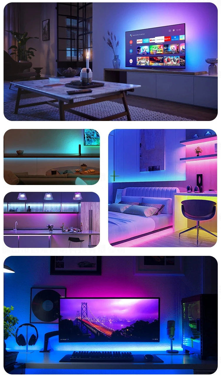 Bandă LED RGB 5m cu Telecomandă 24 Butoane și Alimentare 12V
