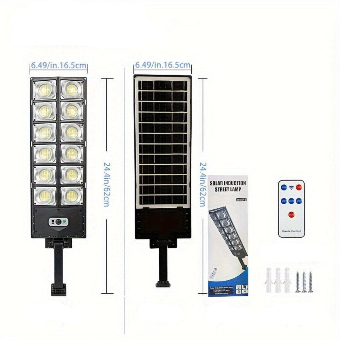 Lampă Solară Stradală 300W cu Telecomandă – IP65, Senzor de Mișcare, 3 Moduri de Iluminare