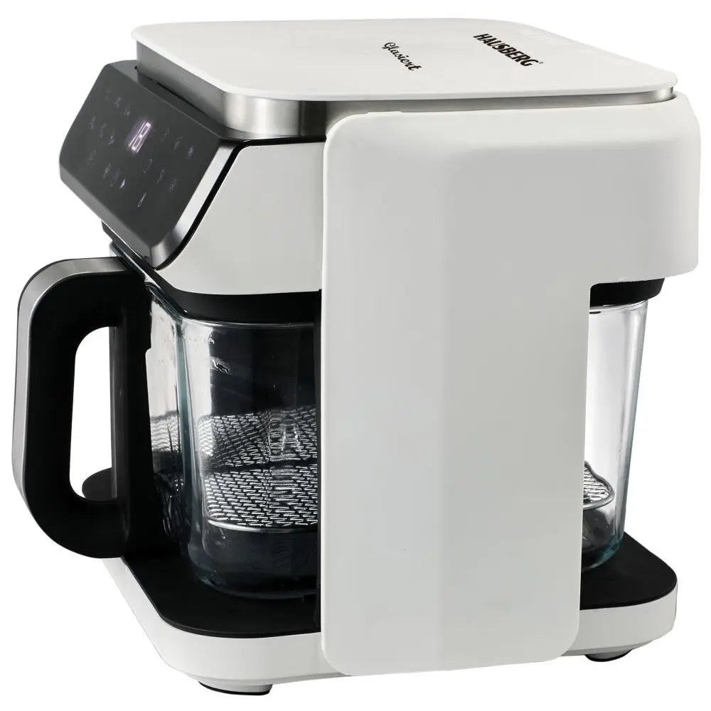 Friteuza cu aer Hausberg HB-2343AB, 6.5L, cos sticla, 12 programe, touchscreen, 1200W-1400W, 65-200°C , Alb