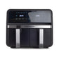 Friteuza dubla cu aer cald HAUSBERG HB-2373NG, 2200-2400W, capacitate 8.4L, termostat reglabil cu afisaj LED, control digital individual, 14 programe prestabilite, temporizator 60 min, ventilator de racire, Negru