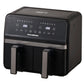 Friteuza dubla cu aer cald HAUSBERG HB-2373NG, 2200-2400W, capacitate 8.4L, termostat reglabil cu afisaj LED, control digital individual, 14 programe prestabilite, temporizator 60 min, ventilator de racire, Negru