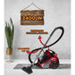 Aspirator fara sac Hausberg HB-2820RS, 2200 W, 4.5 litri, 85dB, filtru lavabil, sistem multi-ciclon, Negru/Rosu