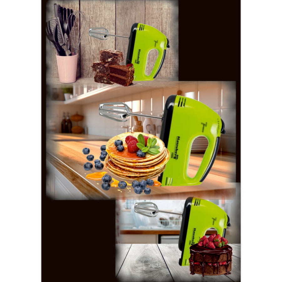 Mixer de mana, Hausberg HB-4112VR, Alb/Verde, 250 W, 7 viteze