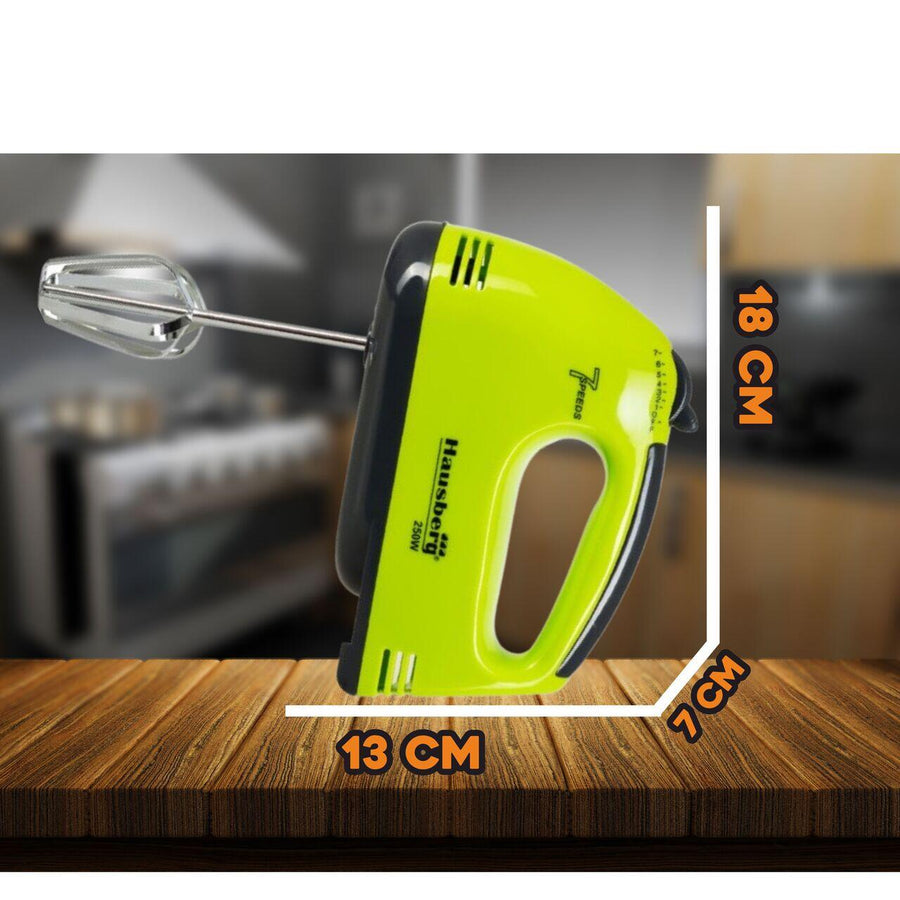 Mixer de mana, Hausberg HB-4112VR, Alb/Verde, 250 W, 7 viteze