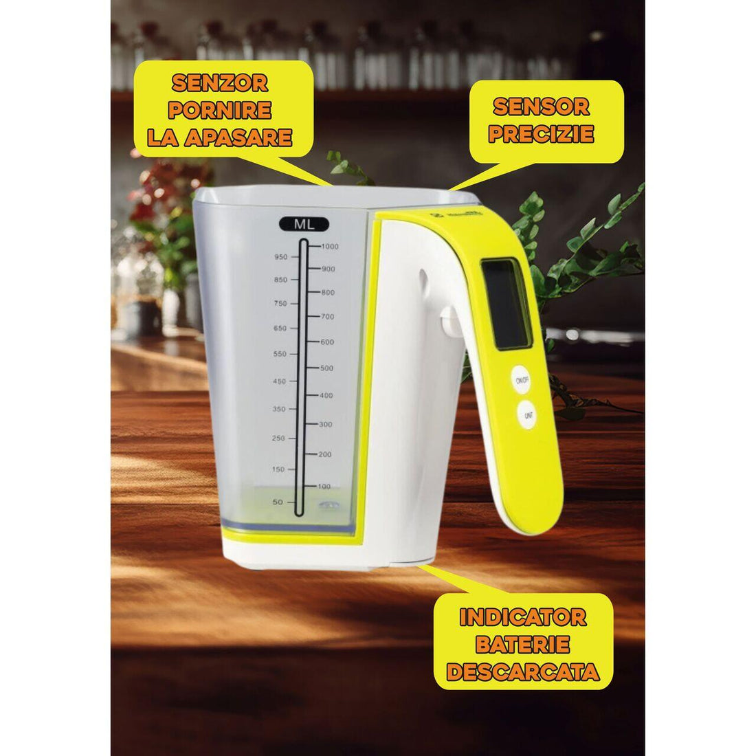 Cantar digital pentru bucatarie Hausberg, ecran LCD, cana gradata