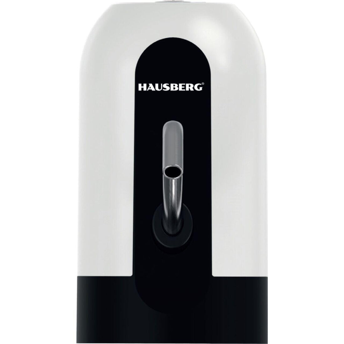 Dispozitiv electric reincarcabil de pompare apa, HAUSBERG HB-2605, din otel inoxidabil si plastic, pentru sticle PET de 10l, buton on/off, baterie incorporata, USB, alb/negru