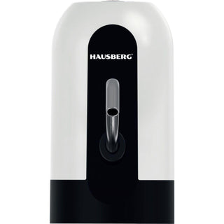 Dispozitiv electric reincarcabil de pompare apa, HAUSBERG HB-2605, din otel inoxidabil si plastic, pentru sticle PET de 10l, buton on/off, baterie incorporata, USB, alb/negru