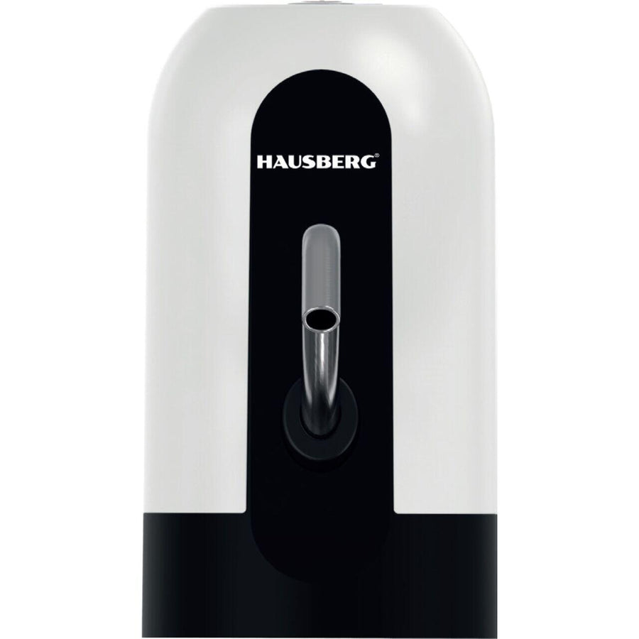 Dispozitiv electric reincarcabil de pompare apa, HAUSBERG HB-2605, din otel inoxidabil si plastic, pentru sticle PET de 10l, buton on/off, baterie incorporata, USB, alb/negru