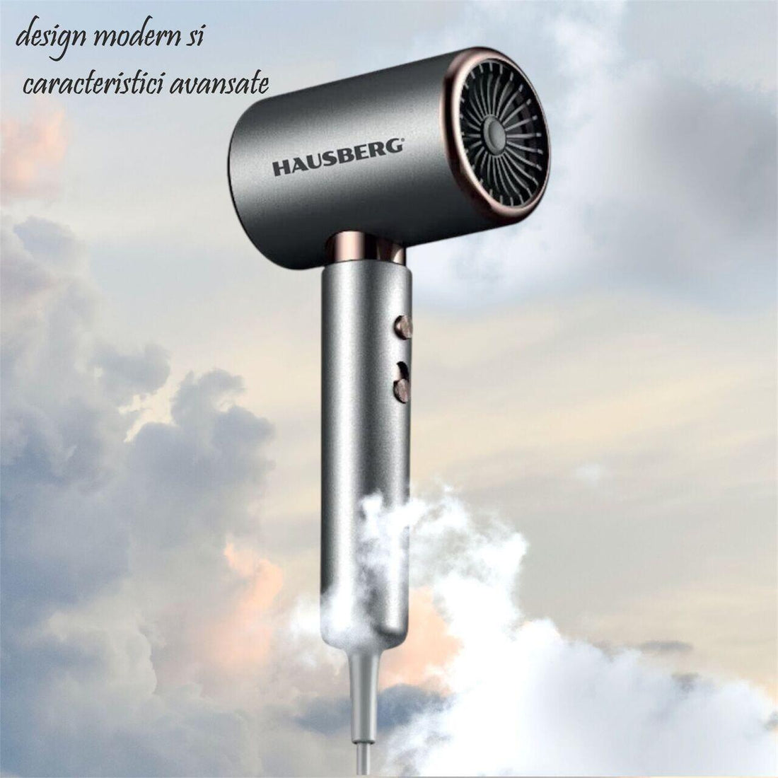 Uscator de par HAUSBERG HB-262GR, 2000W, 2 viteze, 4 trepte de incalzire, gri