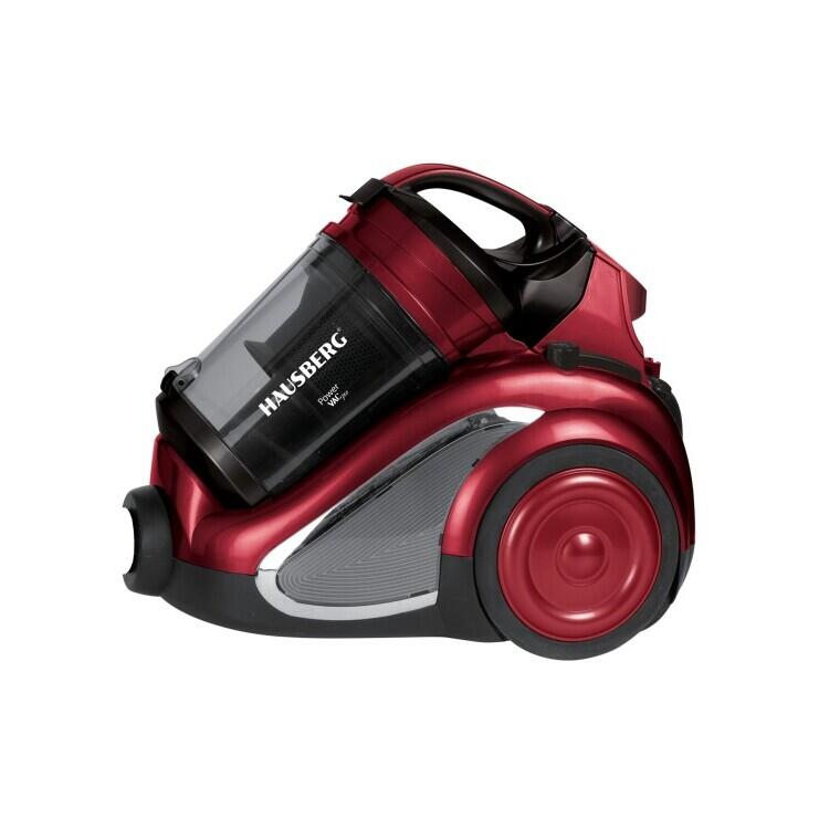 Aspirator fara sac Hausberg HB-2820RS, 2200 W, 4.5 litri, 85dB, filtru lavabil, sistem multi-ciclon, Negru/Rosu