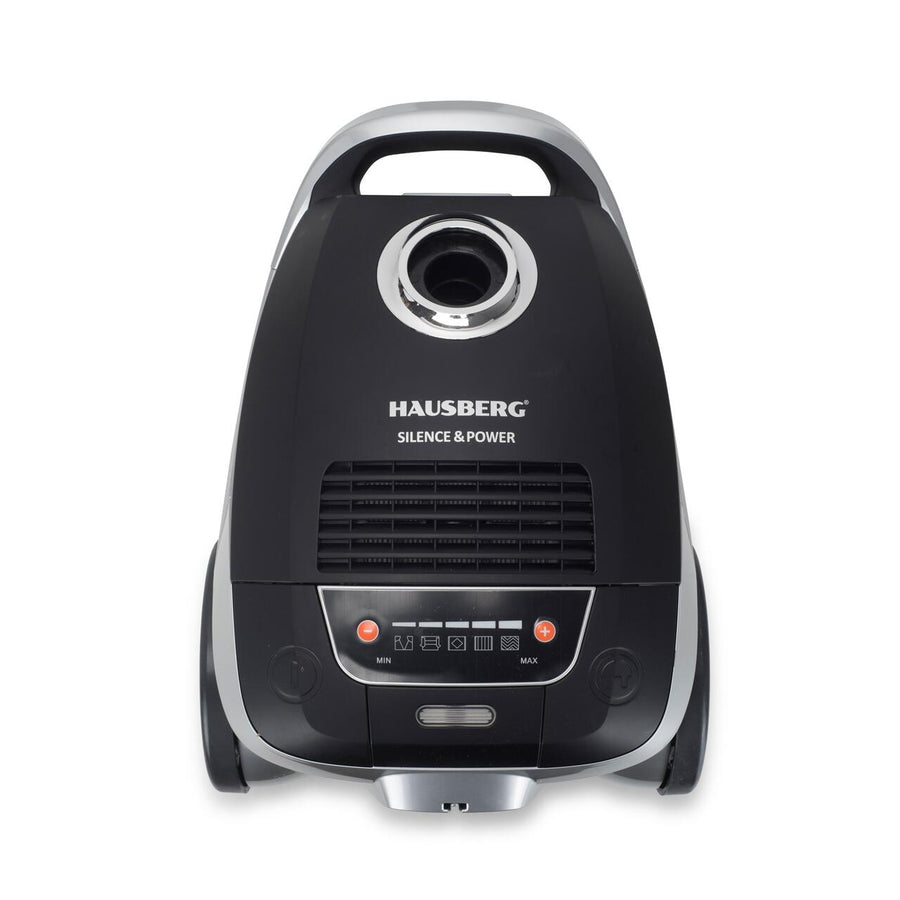 Aspirator Profesional cu sac Hausberg HB-2875NG, 2400 W, Nivel de zgomot 70dB, Capacitate 4L, Filtru De Aer Hepa Cu 5 Nivele, Lungime Cablu 5 M, Display Led, Furtun Rezistent, Negru/argintiu