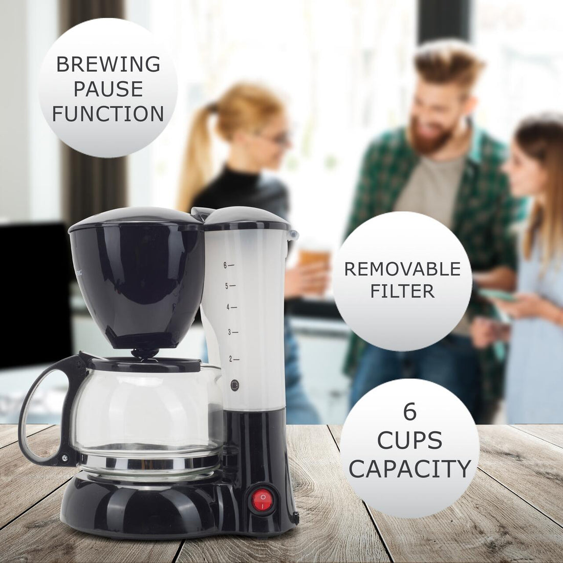 Filtru de cafea Hausberg HB-3650, 600 ml, 650 - 800 W, Negru