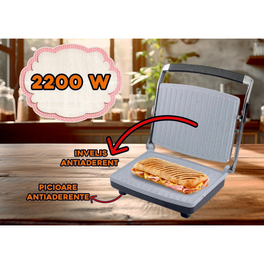 Gratar electric si sandwich maker HAUSBERG HB533, 1850-2200W