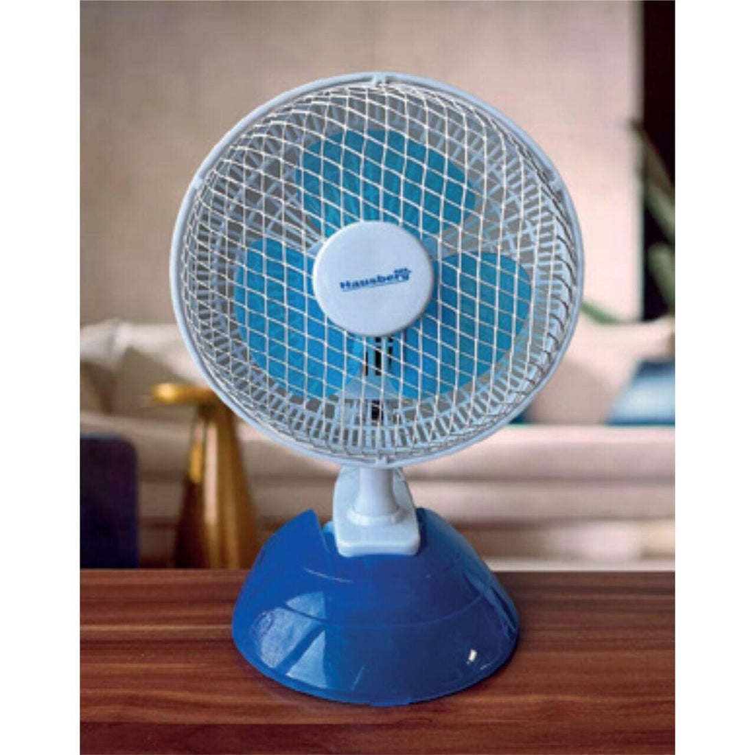 Ventilator birou Hausberg HB5550, 15W-20W, 15 cm, 2 viteze, alb-albastru