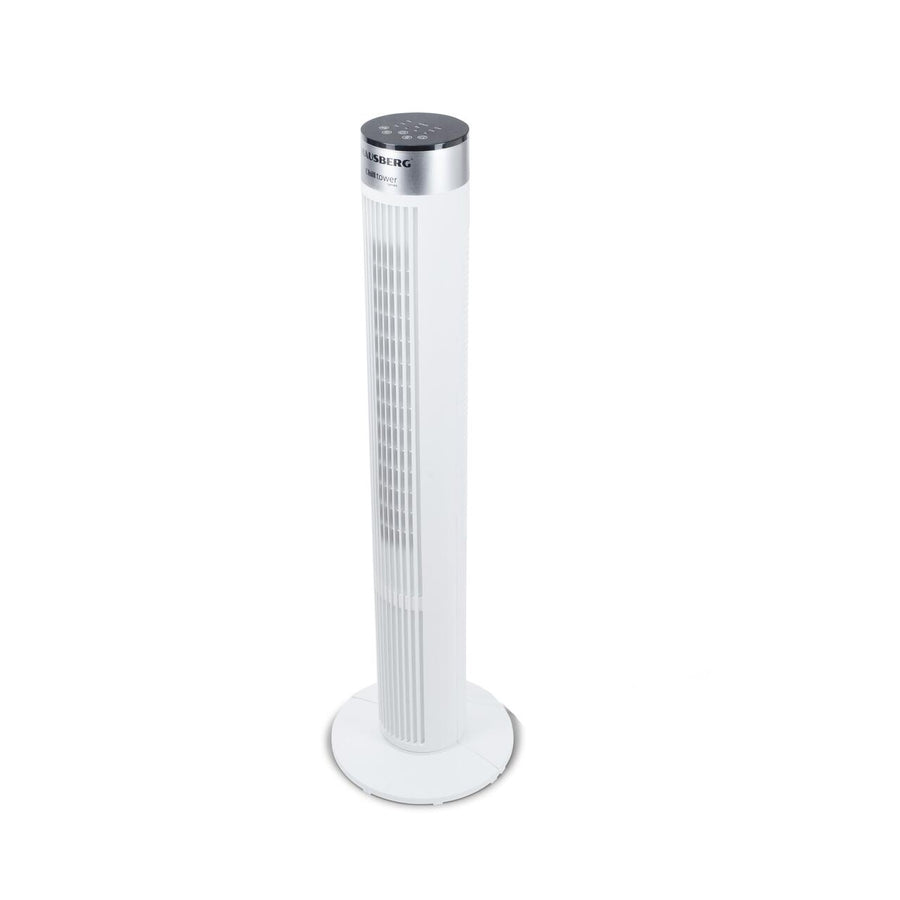 Ventilator turn Hausberg HB-5952AB, 55W, 38 inch, 3 viteze, temporizator 24h, LED, oscilatie, telecomanda, alb