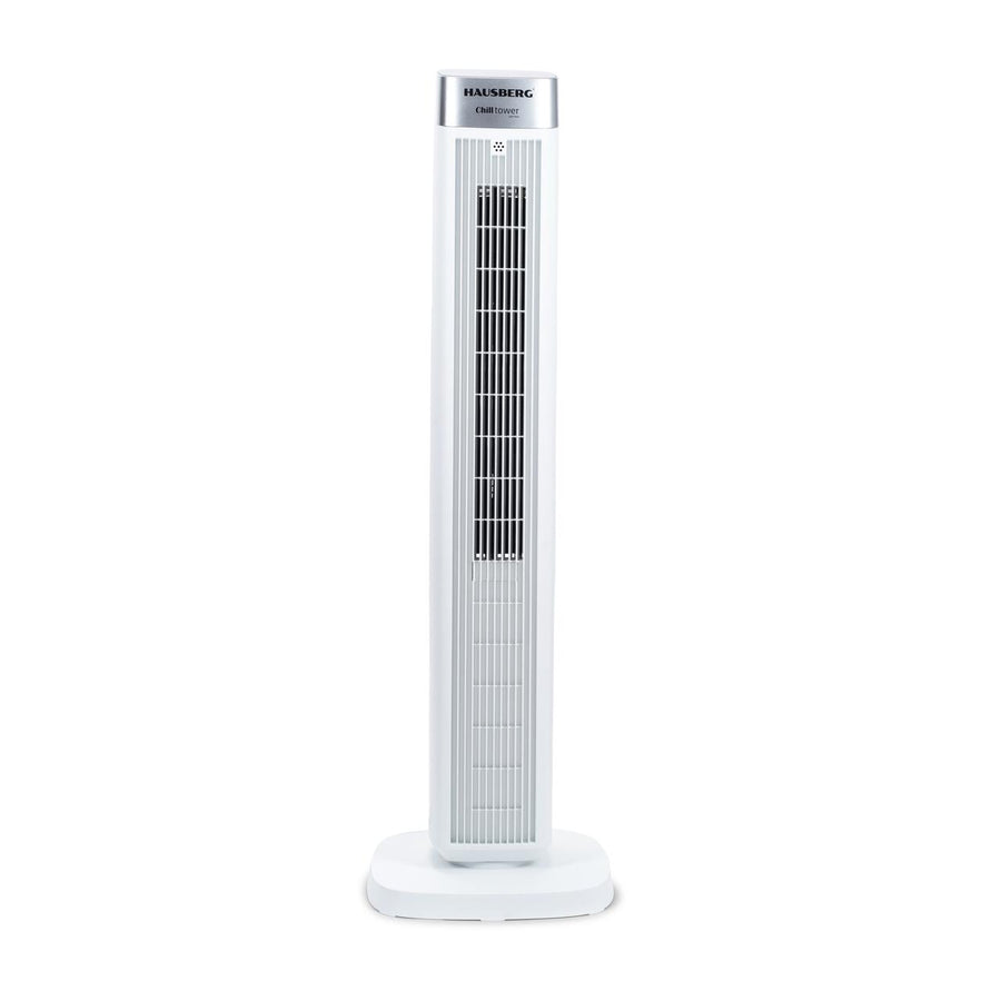 Ventilator turn digital Hausberg HB-5953AB, 55W, 41 inch, 3 viteze, 3 moduri, temporizator 24h, LED, oscilatie, telecomanda, difuzor parfum, alb