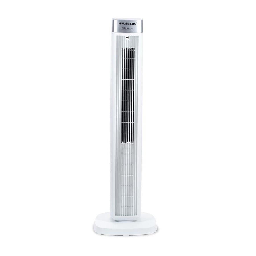 Ventilator turn digital Hausberg HB-5953AB, 55W, 41 inch, 3 viteze, 3 moduri, temporizator 24h, LED, oscilatie, telecomanda, difuzor parfum, alb