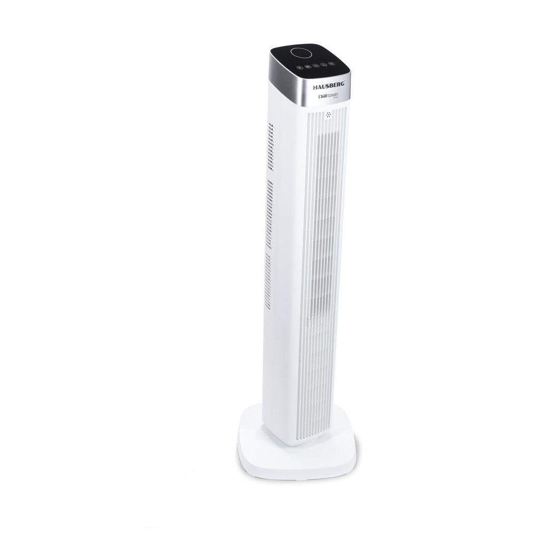 Ventilator turn digital Hausberg HB-5953AB, 55W, 41 inch, 3 viteze, 3 moduri, temporizator 24h, LED, oscilatie, telecomanda, difuzor parfum, alb