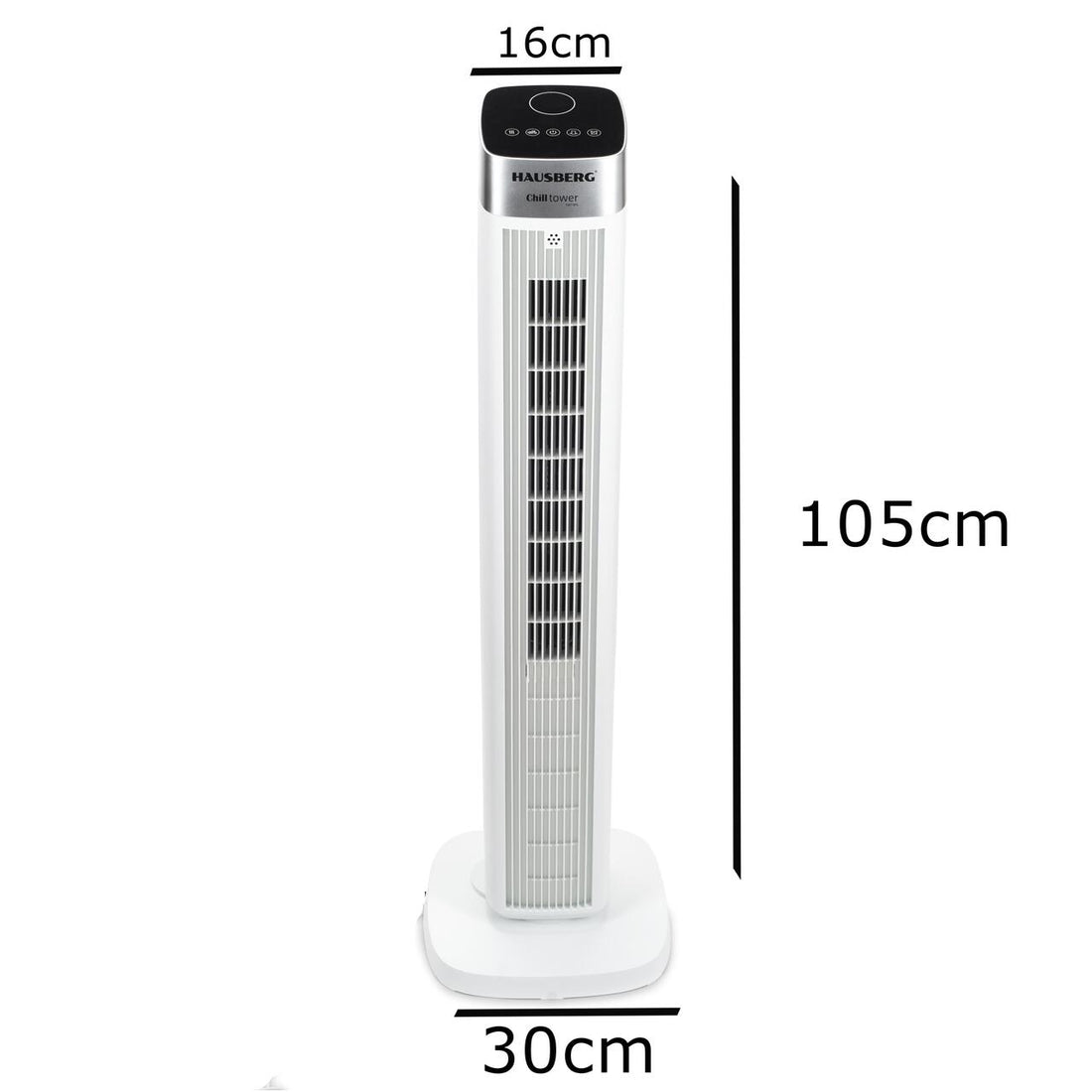 Ventilator turn digital Hausberg HB-5953AB, 55W, 41 inch, 3 viteze, 3 moduri, temporizator 24h, LED, oscilatie, telecomanda, difuzor parfum, alb