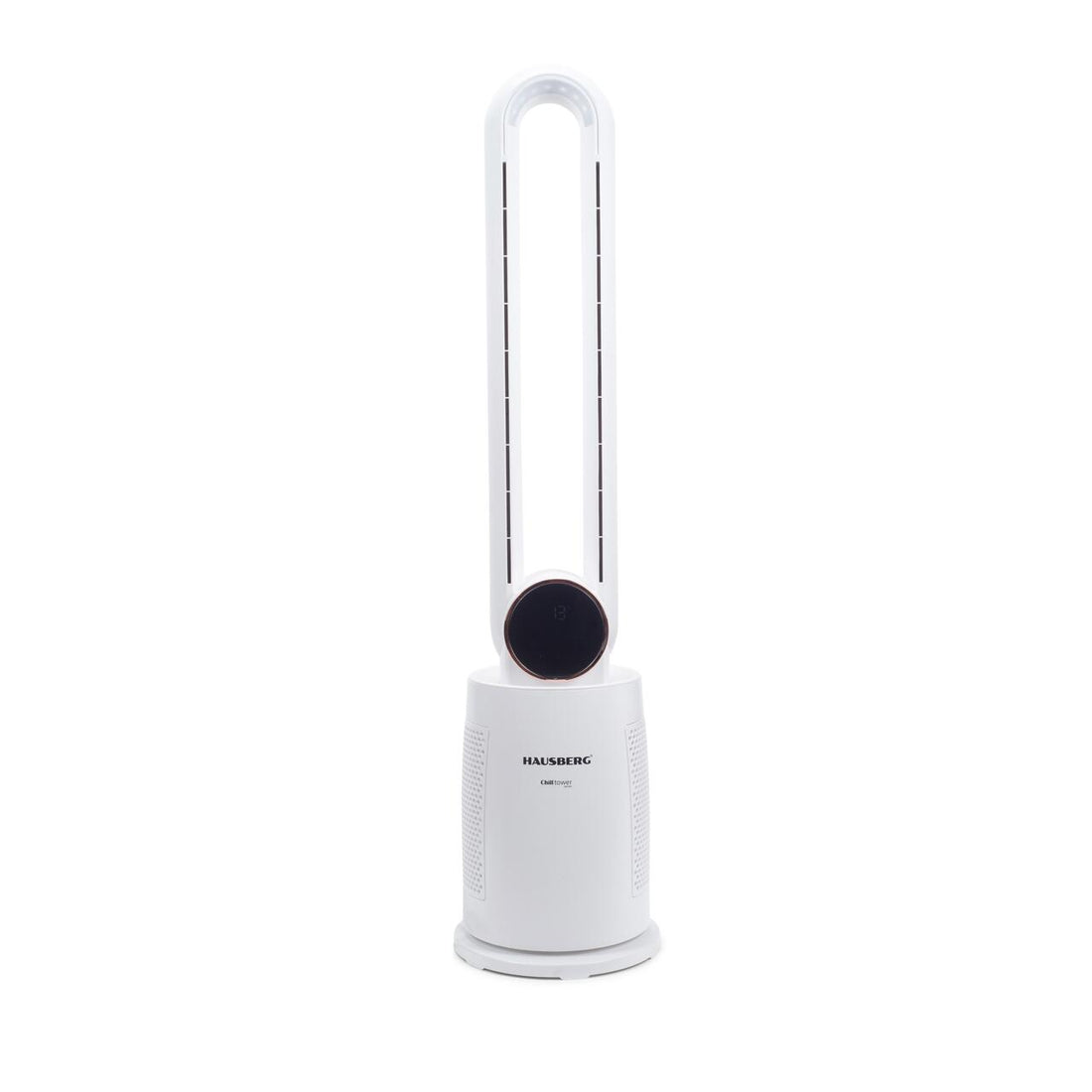 Ventilator turn digital Hausberg HB-5957AB, 65W, 12 viteze, 4 programe, ionizare negativa, temporizator 12h, oscilatie 40°, LED, telecomanda, alb