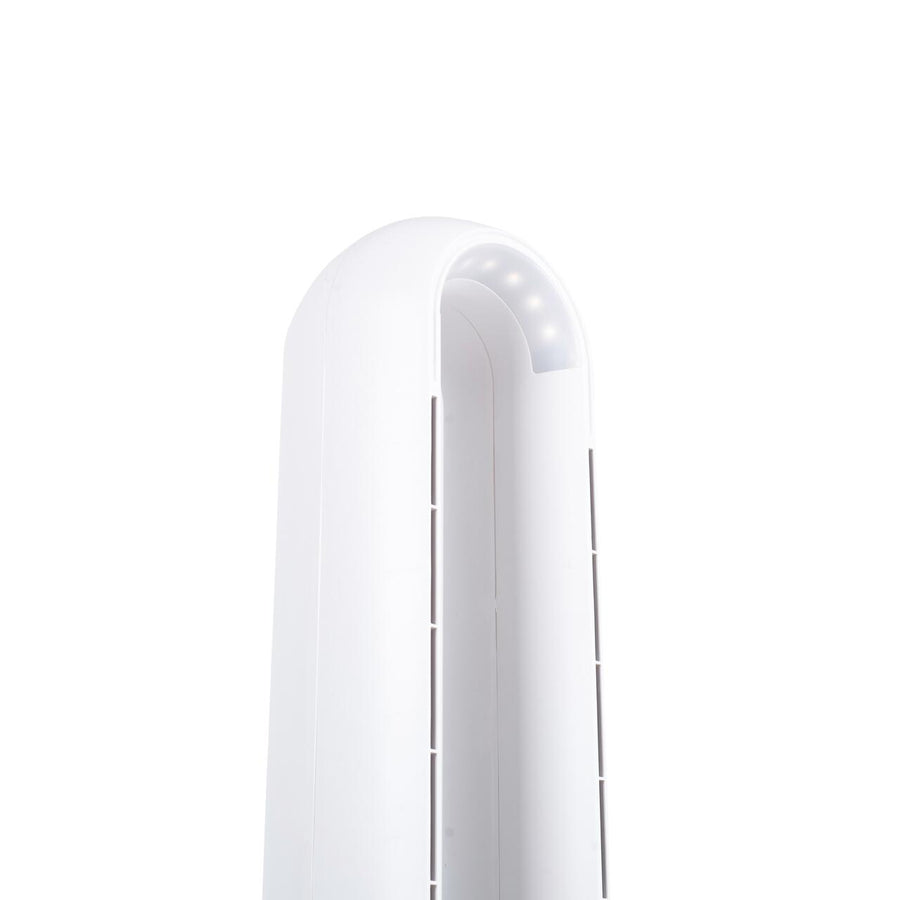 Ventilator turn digital Hausberg HB-5957AB, 65W, 12 viteze, 4 programe, ionizare negativa, temporizator 12h, oscilatie 40°, LED, telecomanda, alb