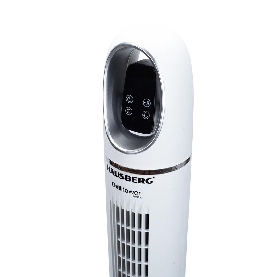 Ventilator turn digital Hausberg HB-5958AB, 55W, 45 inch, 3 viteze, temporizator 24h, LED, oscilatie, telecomanda, alb