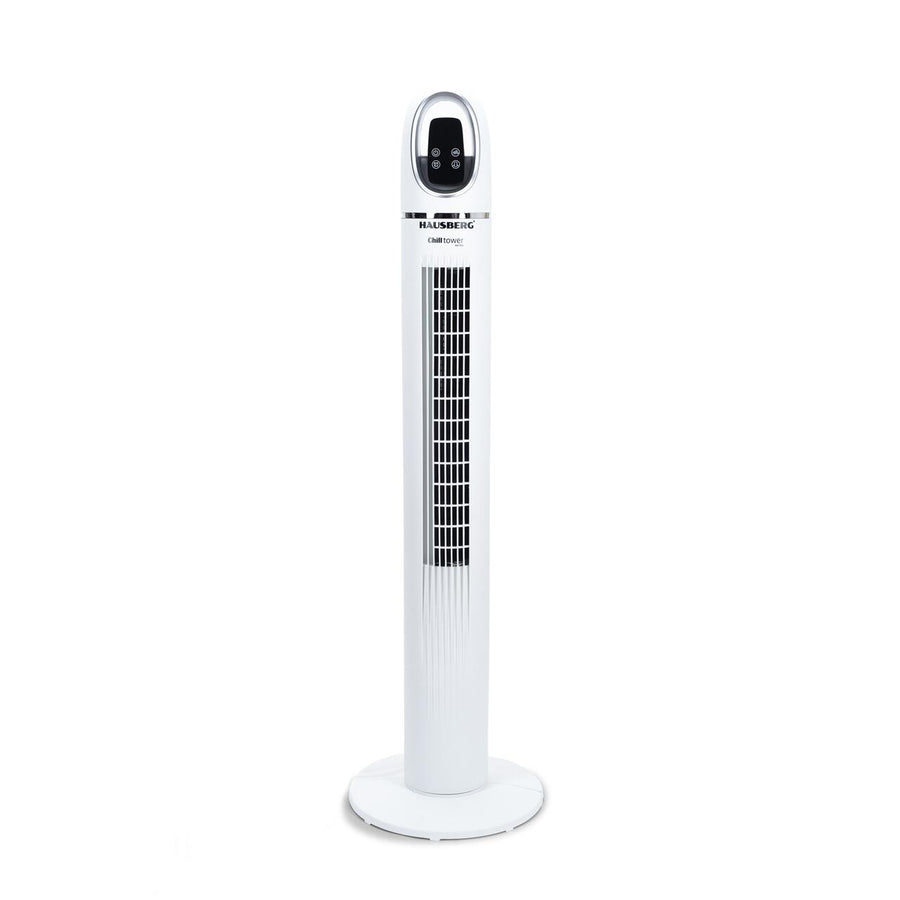Ventilator turn digital Hausberg HB-5958AB, 55W, 45 inch, 3 viteze, temporizator 24h, LED, oscilatie, telecomanda, alb