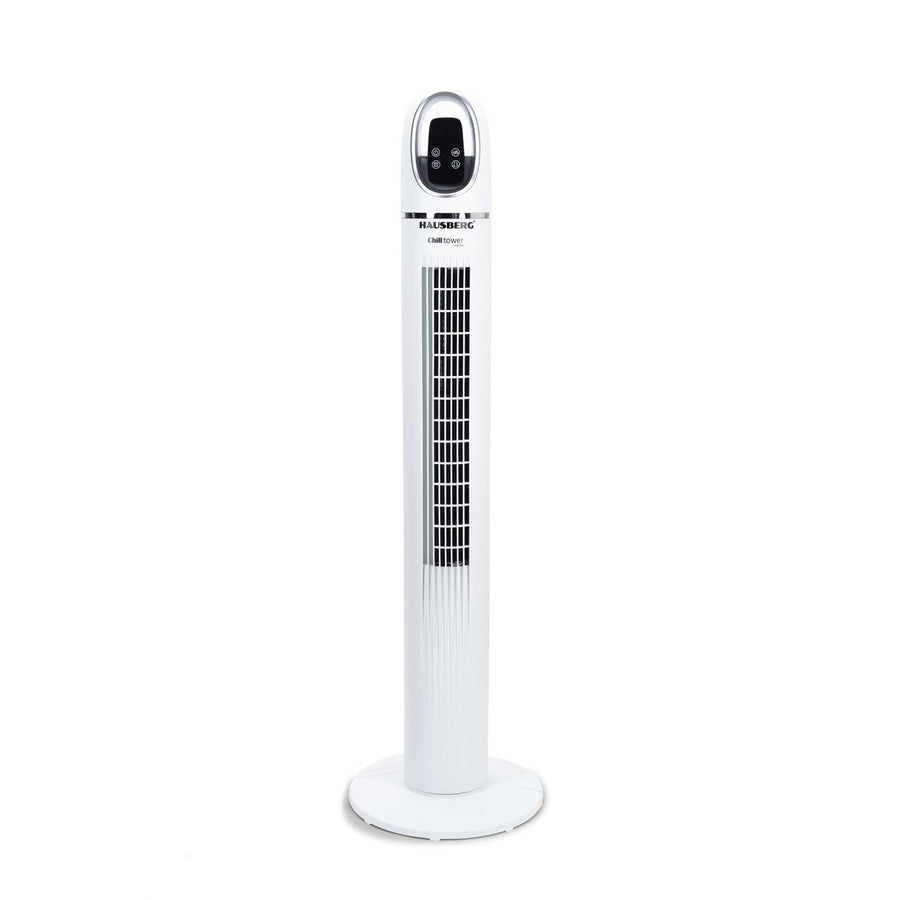 Ventilator turn digital Hausberg HB-5958AB, 55W, 45 inch, 3 viteze, temporizator 24h, LED, oscilatie, telecomanda, alb