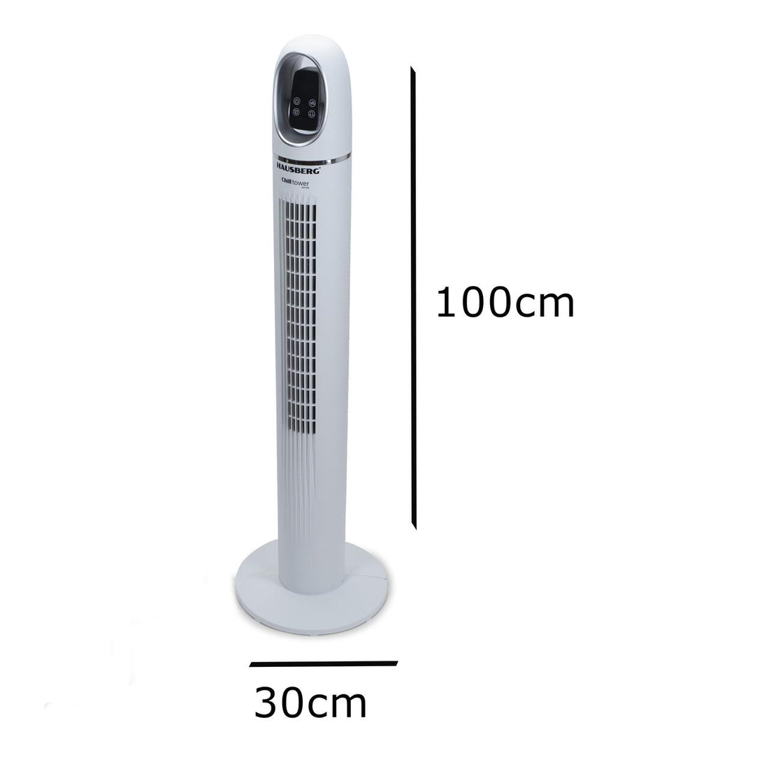 Ventilator turn digital Hausberg HB-5958AB, 55W, 45 inch, 3 viteze, temporizator 24h, LED, oscilatie, telecomanda, alb