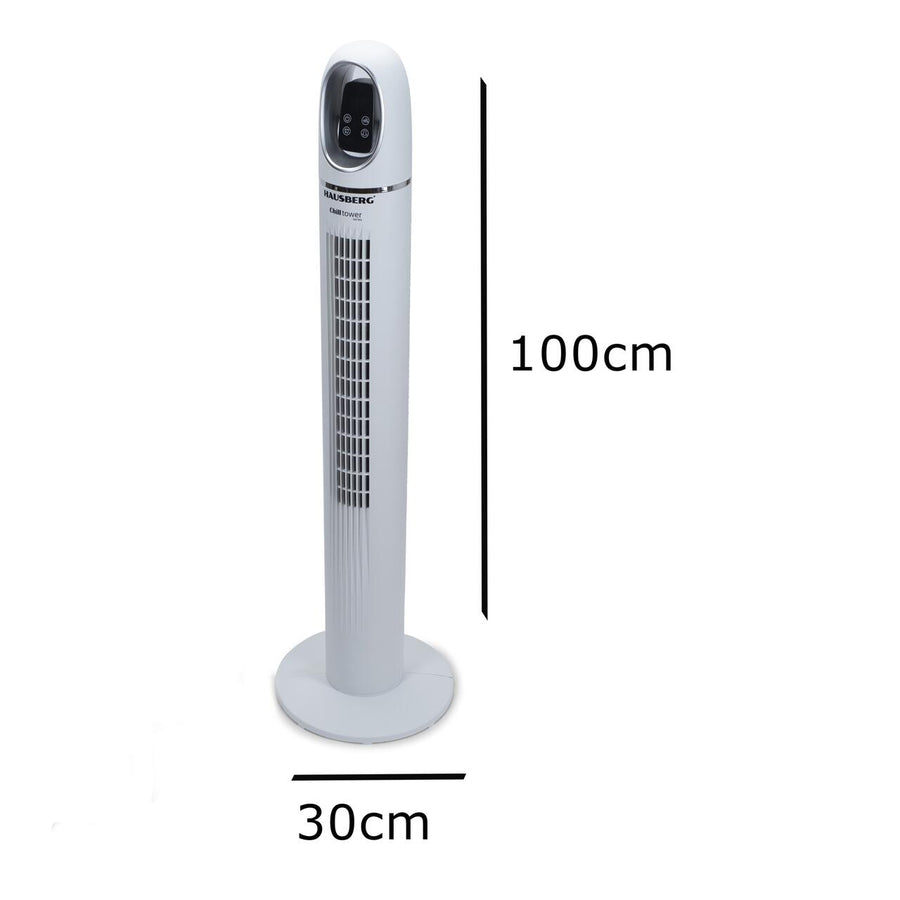 Ventilator turn digital Hausberg HB-5958AB, 55W, 45 inch, 3 viteze, temporizator 24h, LED, oscilatie, telecomanda, alb