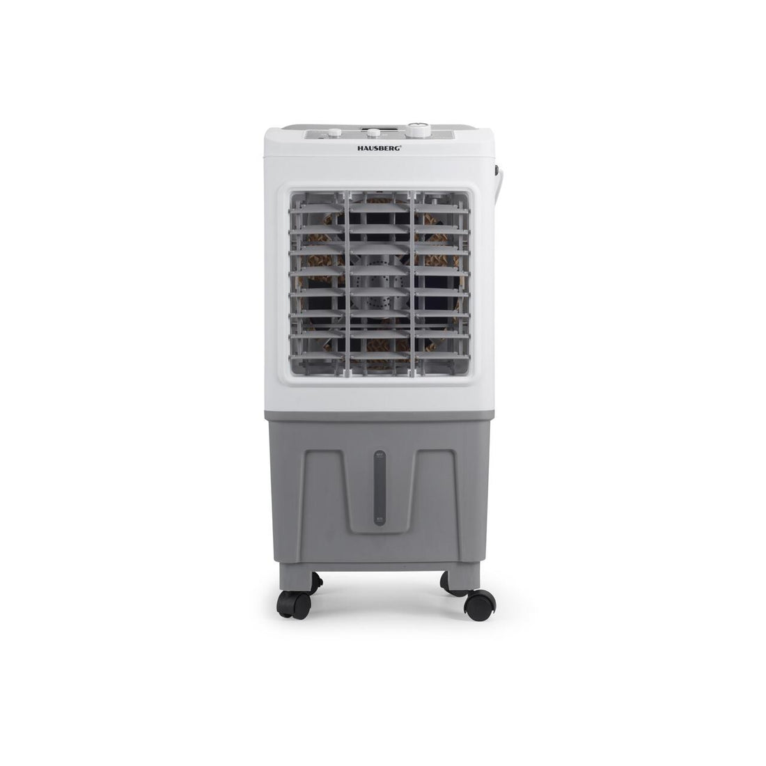 Racitor de aer portabil Hausberg HB-5961AB, 75W, rezervor 20L, 3 viteze, control mecanic, 2 cutii gheata, alb