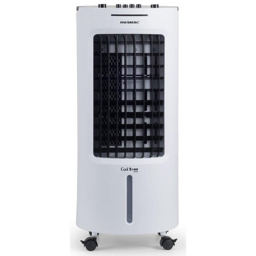 Racitor de aer portabil Hausberg HB-5962AB, 65–80W, rezervor 7.8L, 3 viteze, oscilatie 60°, pachet gheata inclus, alb