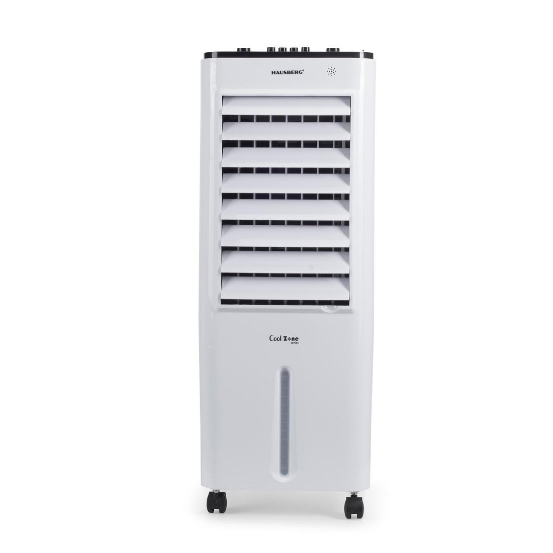 Racitor de aer portabil Hausberg HB-5963AB, 55–80W, rezervor 12L, 3 viteze, functie Turbo, oscilatie 60°, control mecanic, alb