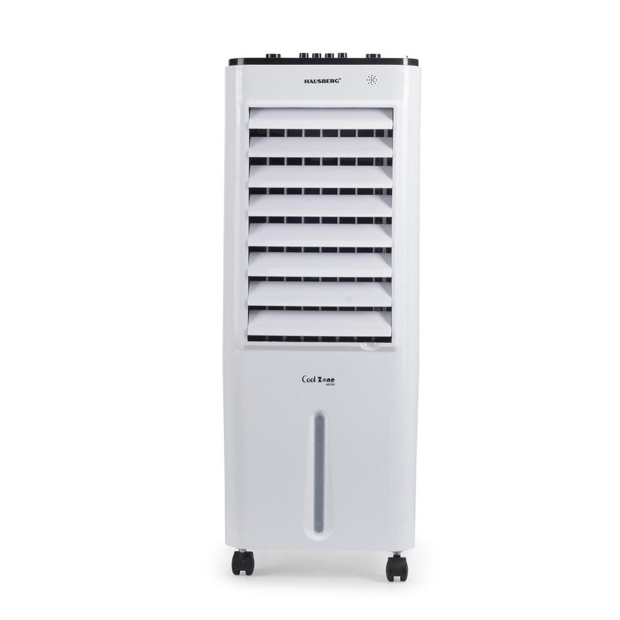 Racitor de aer portabil Hausberg HB-5963AB, 55–80W, rezervor 12L, 3 viteze, functie Turbo, oscilatie 60°, control mecanic, alb
