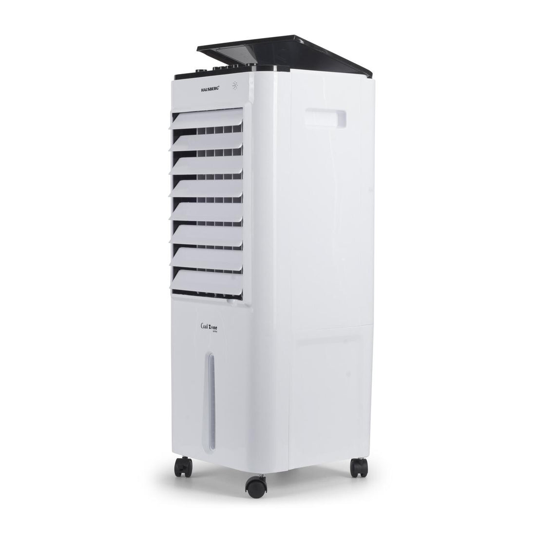 Racitor de aer portabil Hausberg HB-5963AB, 55–80W, rezervor 12L, 3 viteze, functie Turbo, oscilatie 60°, control mecanic, alb