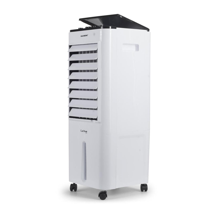 Racitor de aer portabil Hausberg HB-5963AB, 55–80W, rezervor 12L, 3 viteze, functie Turbo, oscilatie 60°, control mecanic, alb