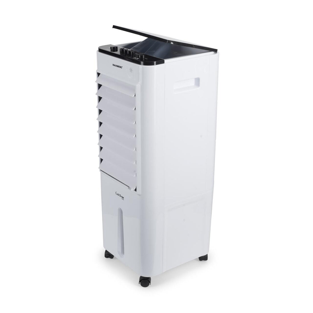 Racitor de aer portabil Hausberg HB-5963AB, 55–80W, rezervor 12L, 3 viteze, functie Turbo, oscilatie 60°, control mecanic, alb