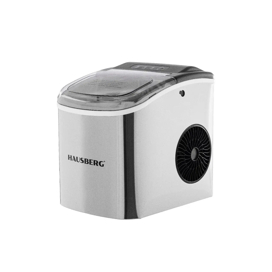 Aparat de preparat gheata HAUSBERG HB-6019IN, capacitate vas apa 1.2 litri, productie cuburi gheata 12-15 kg / 24 ore, capacitate de stocare 0.6 kg, 9 cuburi/6-9 min, argintiu