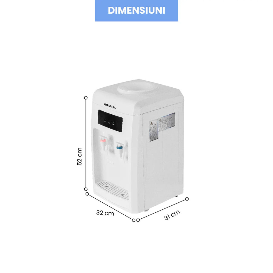 Dozator apa Hausberg HB-6026AB, putere incalzire 550 W, putere racire 80 W, indicatoare LED pentru apa calda si rece, termostat automat, Alb