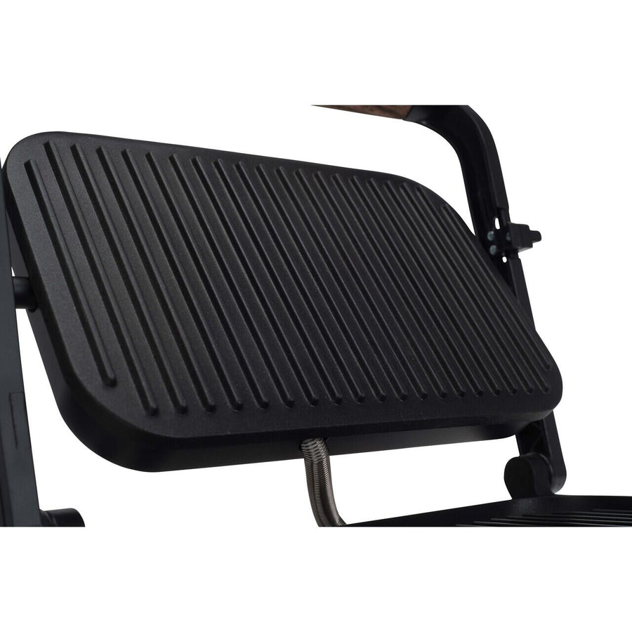 Sandwich-maker Grill HAUSBERG HB-632, 1100-1300 W, Panini, Placi nonaderente, Maner rece, Negru