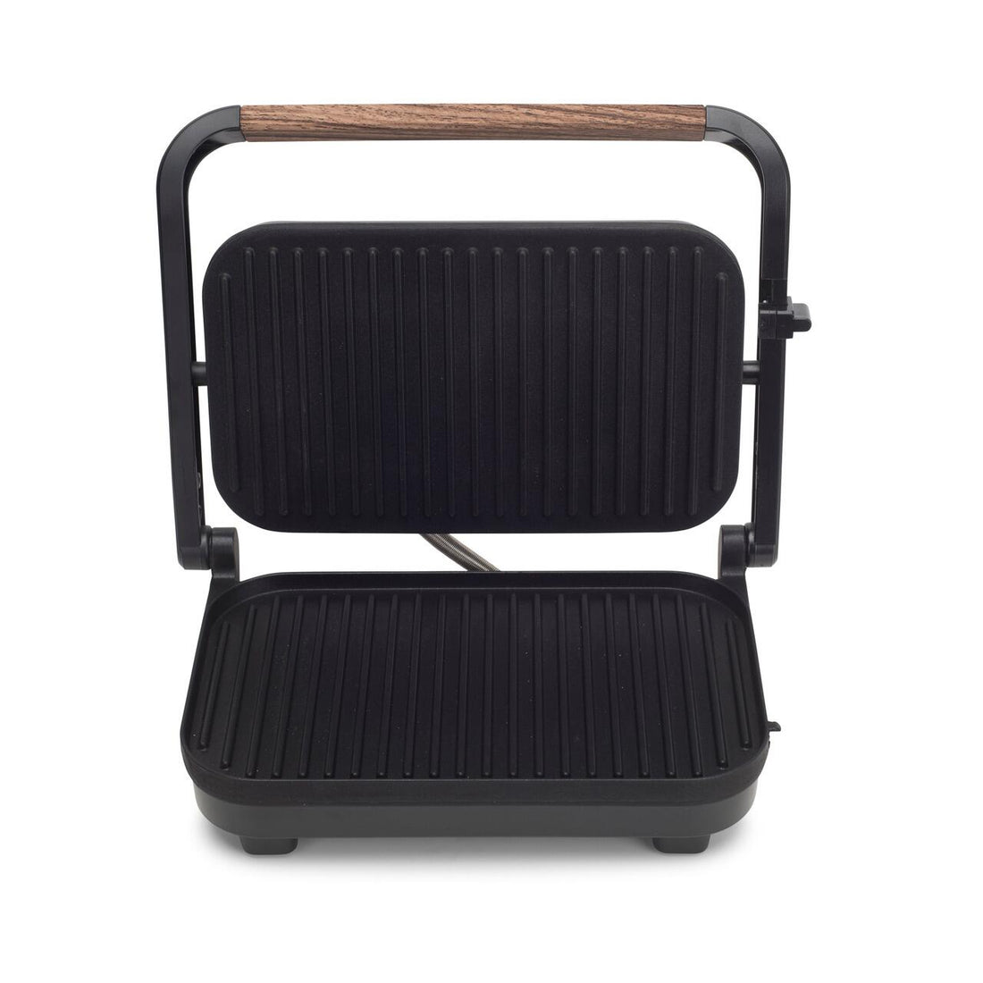 Sandwich-maker Grill HAUSBERG HB-632, 1100-1300 W, Panini, Placi nonaderente, Maner rece, Negru