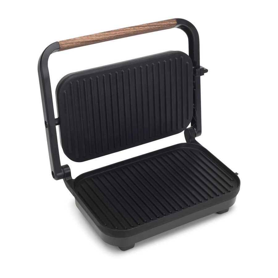 Sandwich-maker Grill HAUSBERG HB-632, 1100-1300 W, Panini, Placi nonaderente, Maner rece, Negru