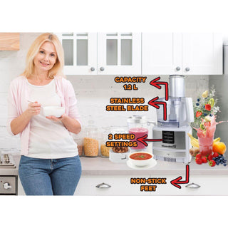 Robot de bucatarie 3 in 1 HB7522AB , macinare, taiere, framantare si tocare, 600 W, Alb, multifunction food procesor