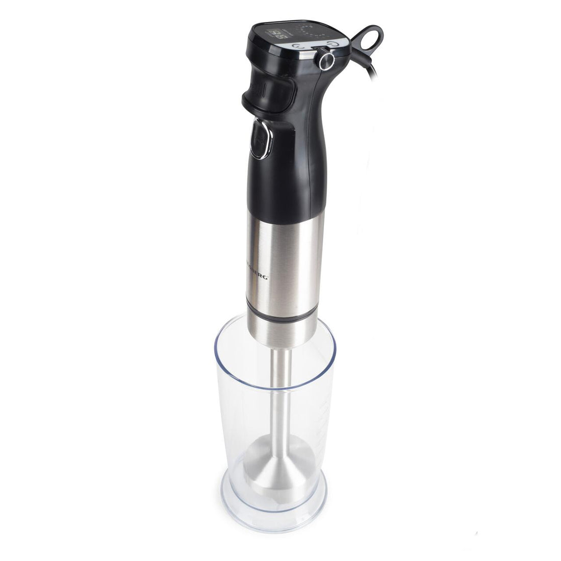Blender 2 in 1 HAUSBERG HB-7704IN cu putere 1000W, Mixer vertical profesional, 10 trepte de viteza si functie Turbo, Capacitate pahar 700 ml , Multifunctional, Negru