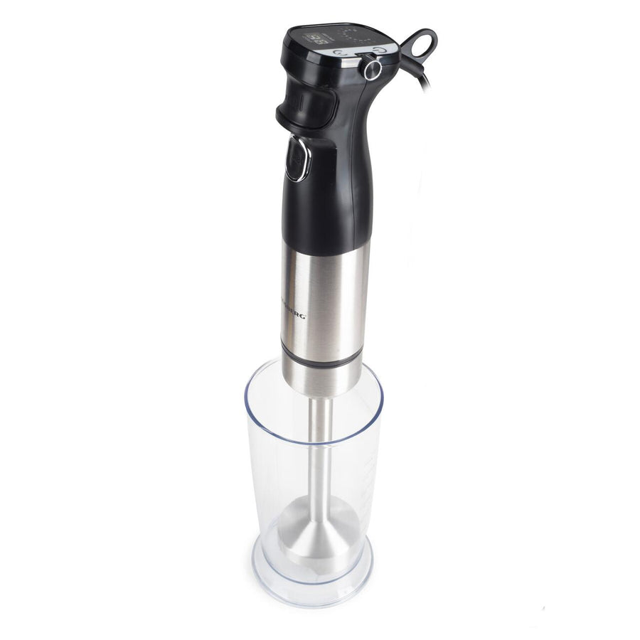 Blender 2 in 1 HAUSBERG HB-7704IN cu putere 1000W, Mixer vertical profesional, 10 trepte de viteza si functie Turbo, Capacitate pahar 700 ml , Multifunctional, Negru