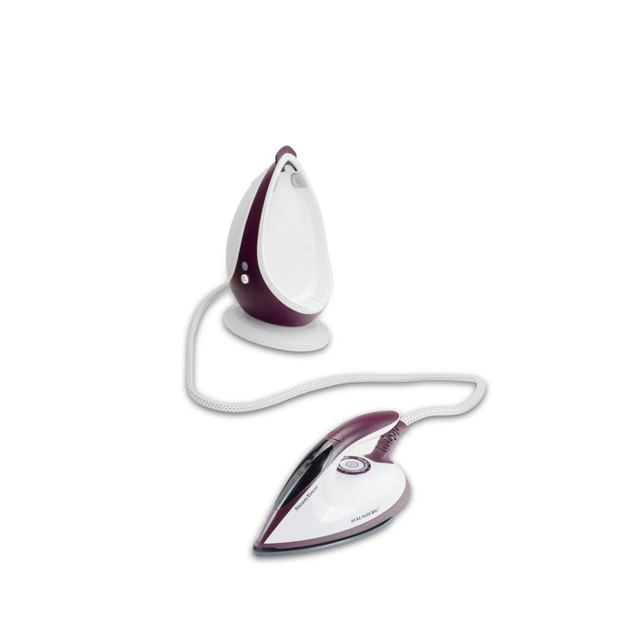 Statie de calcat HAUSBERG HB-7930MV, 2000-2400 W, 5 bar, 1.2 L, 35g/min, cartus anti-calcar, talpa ceramica, oprire automata, Alb/Mov