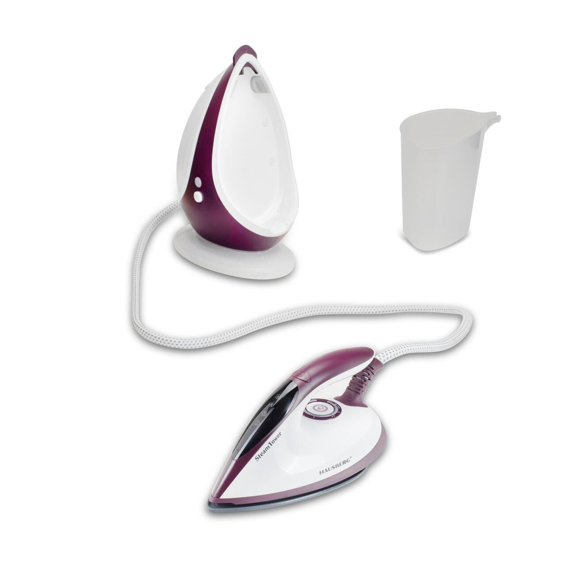 Statie de calcat HAUSBERG HB-7930MV, 2000-2400 W, 5 bar, 1.2 L, 35g/min, cartus anti-calcar, talpa ceramica, oprire automata, Alb/Mov