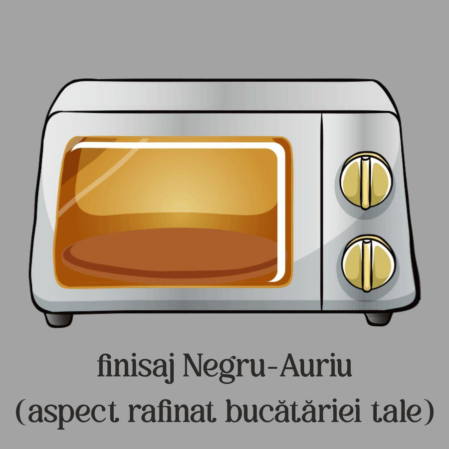 Cuptor electric Rustic HAUSBERG HB-8001RST, 1400W, 48l, Timer mecanic, Termostat reglabil, 4 nivele de inaltime a tavii, usa din sticla rezistenta la temperature ridicate, panou mecanic, Negru-Auriu