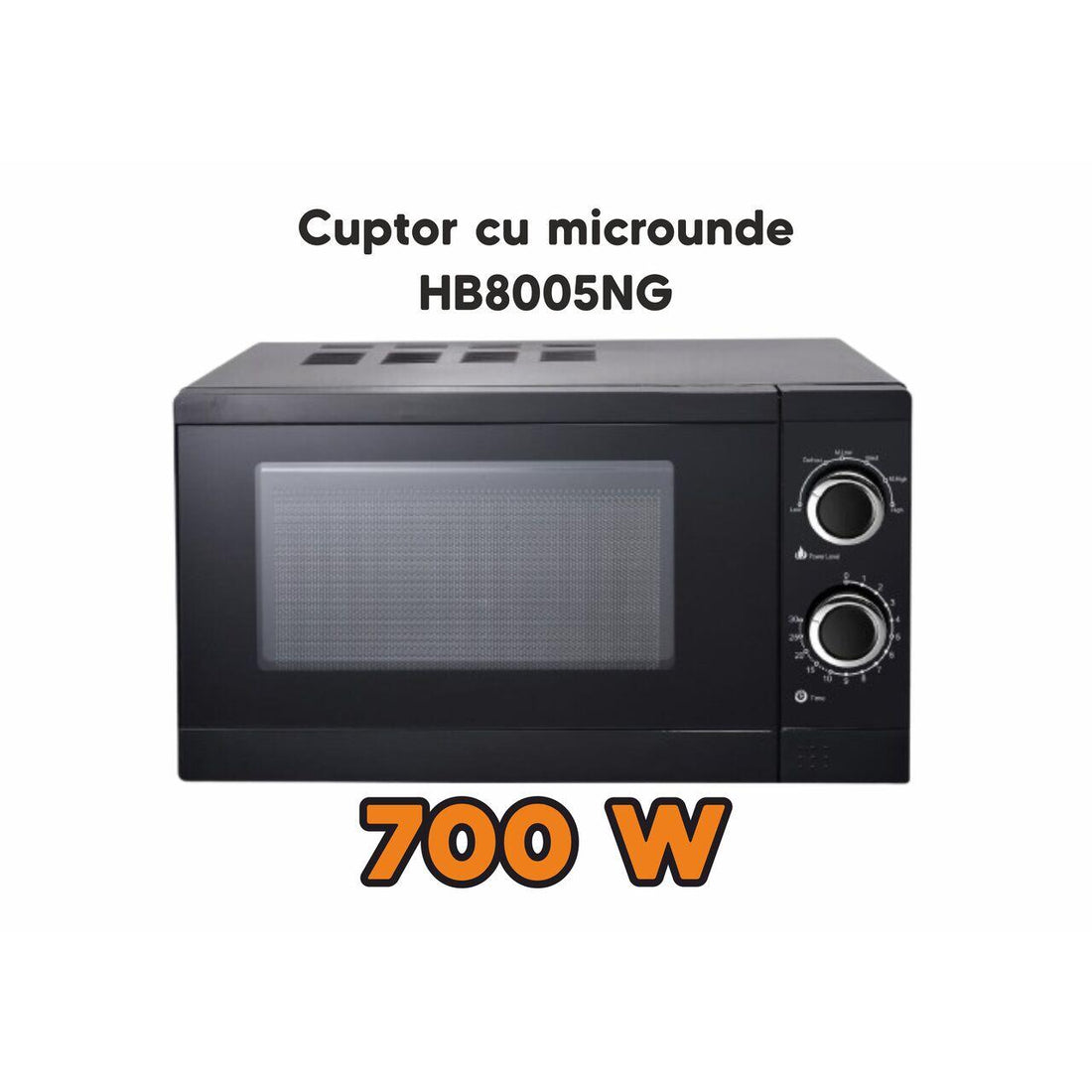 Cuptor cu microunde Hausberg HB8005NG, 20 L, 700 W - 1200W, Mecanic, Negru