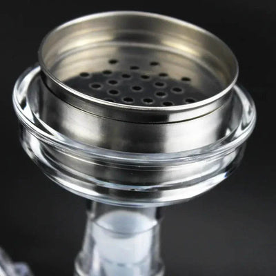 Narghilea portabila, cu lumini led multicolor 32x9,5 cm, Design inovator transparenta cu elemente albastre, Fum dens si placut - Specializat.ro